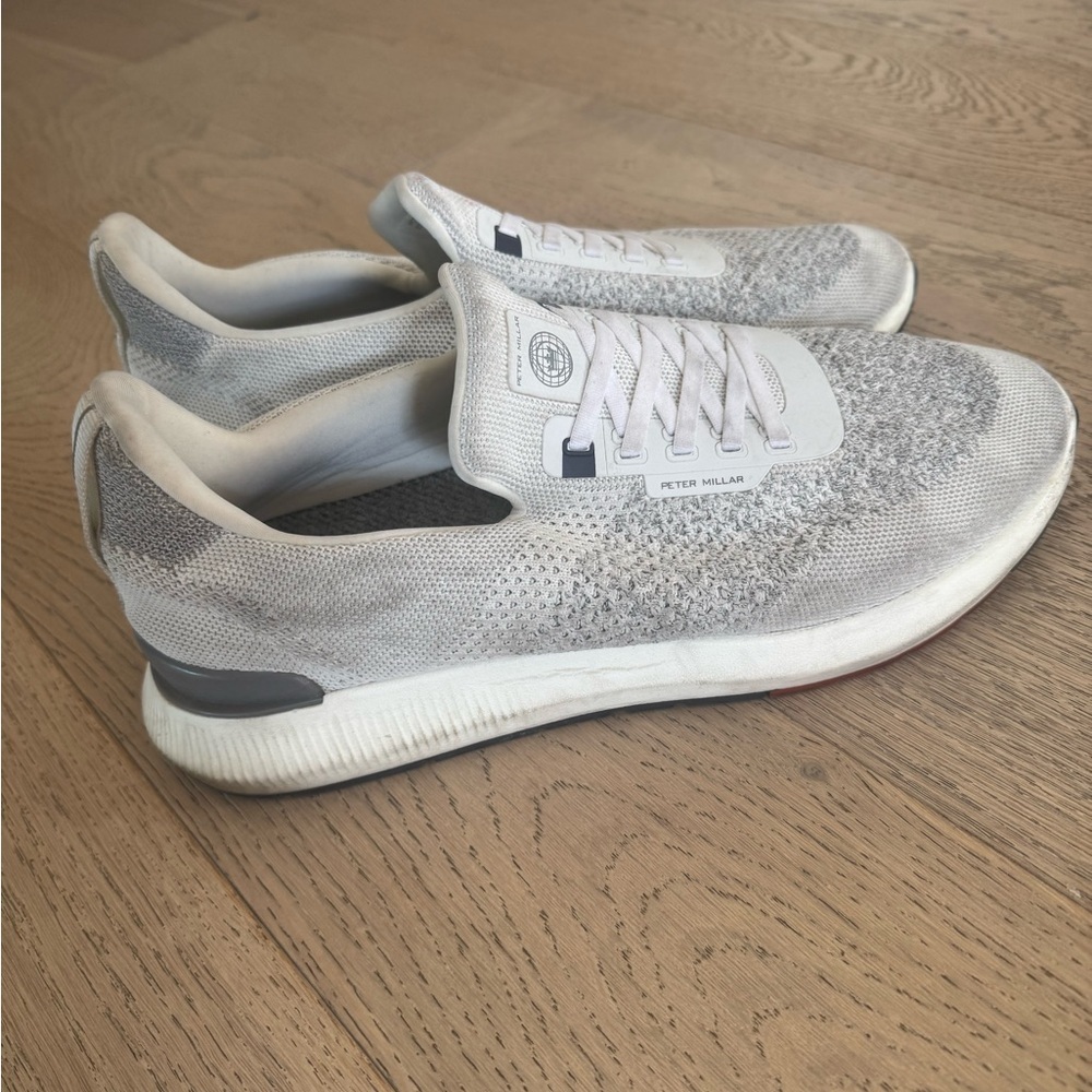 Peter Millar White and Gray Sneakers with Knit Design